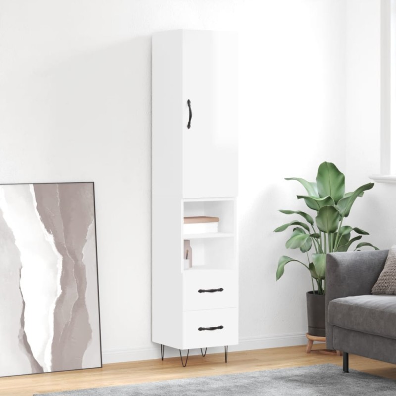 vidaXL Aparador alto madera contrachapada blanco brillo 34,5x34x180 cm vidaXL Aparador alto madera contrachapada blanco brillo 34,5x34x180 cm