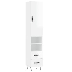 vidaXL Aparador alto madera contrachapada blanco brillo 34,5x34x180 cm