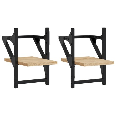 vidaXL Estantes de pared con barras 2 uds roble Sonoma 20x25x30 cm