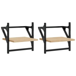 vidaXL Estantes de pared con barras 2 uds roble Sonoma 30x25x30 cm