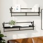 vidaXL Estantes de pared con barras 2 unidades negro 100x25x30 cm vidaXL Estantes de pared con barras 2 unidades negro 100x25x30 cm