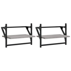 vidaXL Estantes de pared con barras 2 uds gris Sonoma 40x25x30 cm