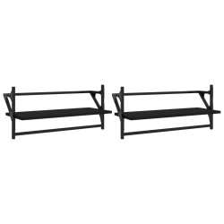 vidaXL Estantes de pared con barras 2 unidades negro 65x25x30 cm