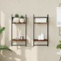 vidaXL Estantes pared 2 niveles barras 2 uds roble ahumado 30x25x65 cm