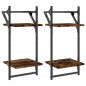 vidaXL Estantes pared 2 niveles barras 2 uds roble ahumado 30x25x65 cm