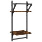 vidaXL Estantes pared 2 niveles barras 2 uds roble ahumado 30x25x65 cm