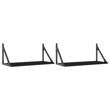 vidaXL Estantes de pared 2 uds madera ingeniería negro 60x25x25,5 cm