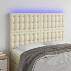 vidaXL Cabecero con luces LED cuero sintético crema 144x5x118/128 cm