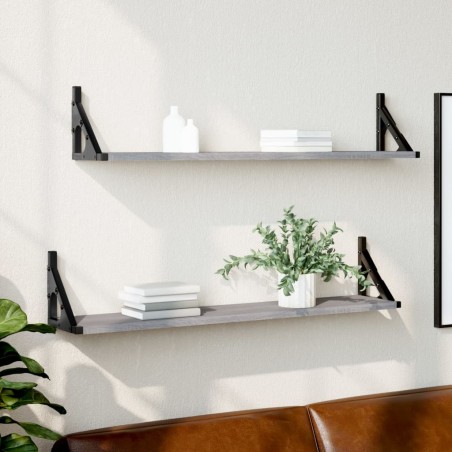 vidaXL Estantes pared 2 uds madera ingeniería gris Sonoma 80x15x15,5cm