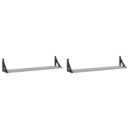 vidaXL Estantes pared 2 uds madera ingeniería gris Sonoma 80x15x15,5cm