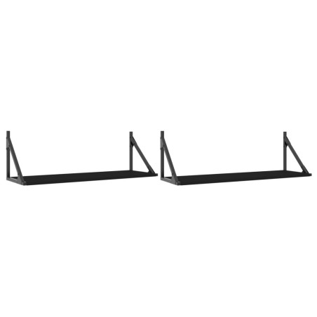 vidaXL Estantes de pared 2 uds madera ingeniería negro 80x25x25,5 cm