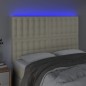 vidaXL Cabecero con luces LED cuero sintético crema 144x5x118/128 cm vidaXL Cabecero con luces LED cuero sintético crema 144x5x118/128 cm