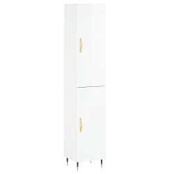 vidaXL Aparador alto madera contrachapada blanco brillo 34,5x34x180 cm