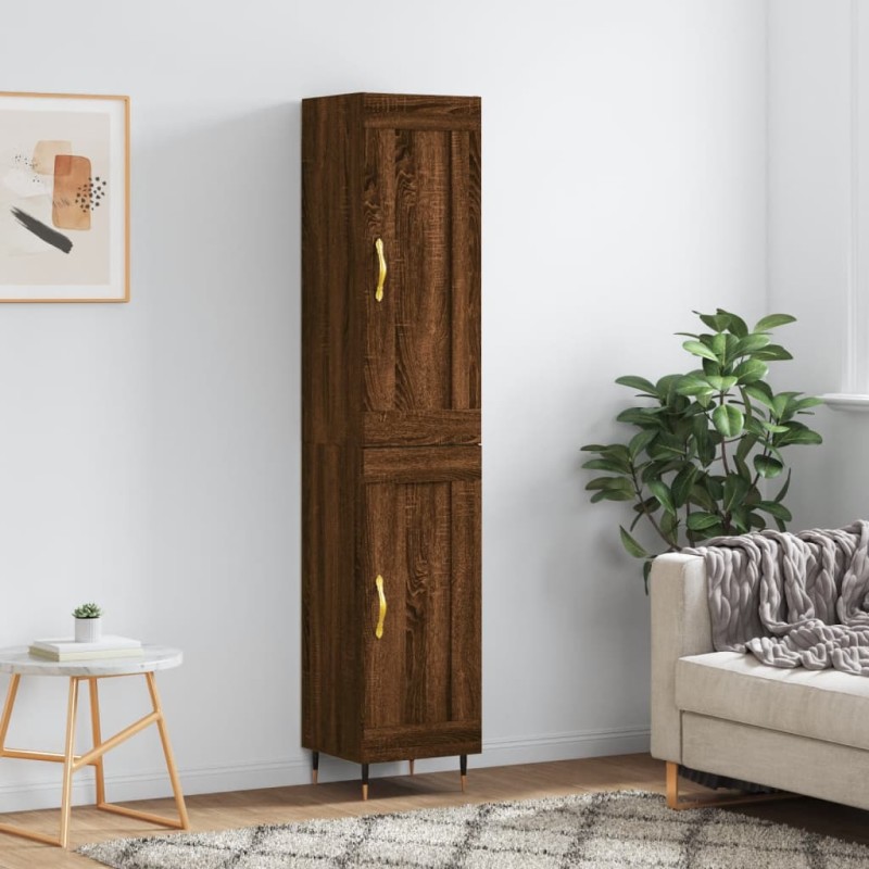 vidaXL Aparador alto madera contrachapada roble marrón 34,5x34x180 cm vidaXL Aparador alto madera contrachapada roble marrón 34,5x34x180 cm