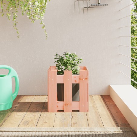 vidaXL Jardinera con diseño de valla madera maciza Douglas 30x30x30 cm