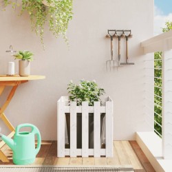 vidaXL Jardinera diseño de valla madera maciza pino blanca 50x50x50 cm