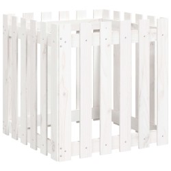 vidaXL Jardinera diseño de valla madera maciza pino blanca 60x60x60 cm