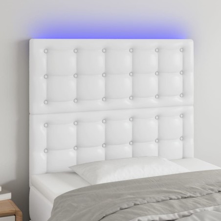 vidaXL Cabecero con luces LED cuero sintético blanco 100x5x118/128 cm