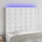 vidaXL Cabecero con luces LED cuero sintético blanco 100x5x118/128 cm vidaXL Cabecero con luces LED cuero sintético blanco 100x5x118/128 cm