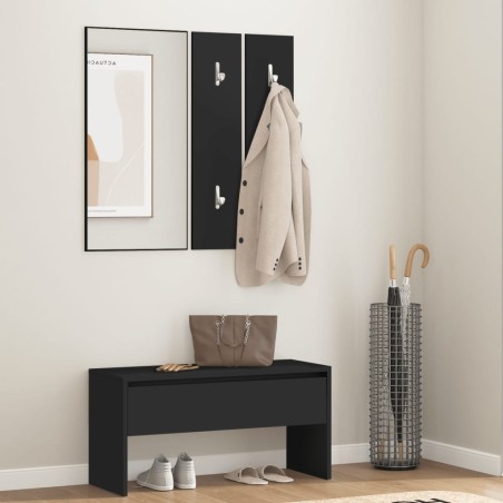 vidaXL Juego de muebles de recibidor madera de ingeniería negro