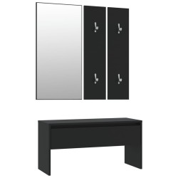 vidaXL Juego de muebles de recibidor madera de ingeniería negro