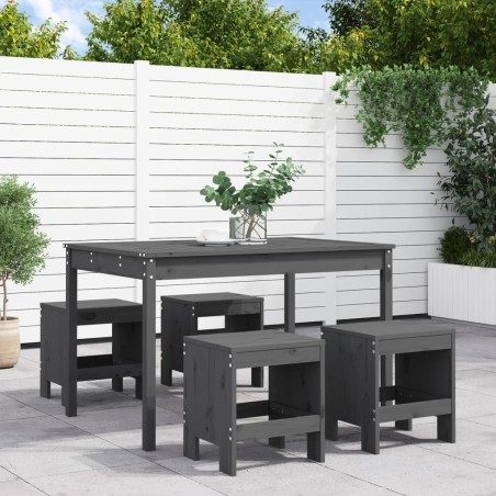 vidaXL Juego de comedor de jardín 5 piezas madera maciza pino gris
