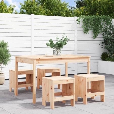 vidaXL Juego de comedor de jardín 5 piezas madera maciza de pino