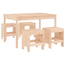 vidaXL Juego de comedor de jardín 5 piezas madera maciza de pino