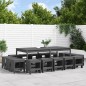 vidaXL Juego de comedor de jardín 17 piezas madera maciza pino gris vidaXL Juego de comedor de jardín 17 piezas madera maciza pino gris