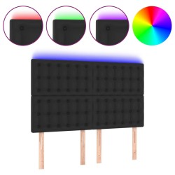 vidaXL Cabecero con luces LED cuero sintético negro 144x5x118/128 cm