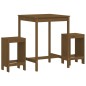 vidaXL Mesa y taburetes altos de jardín 3 pzas madera pino marrón miel vidaXL Mesa y taburetes altos de jardín 3 pzas madera pino marrón miel