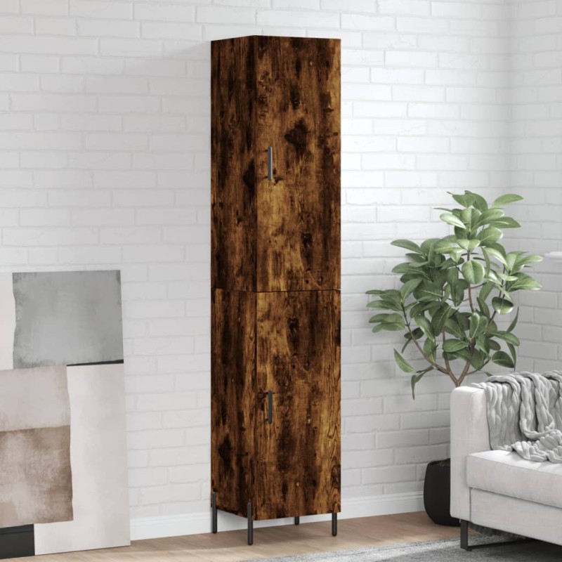 vidaXL Aparador de madera contrachapada roble ahumado 34,5x34x180 cm vidaXL Aparador de madera contrachapada roble ahumado 34,5x34x180 cm