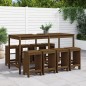 vidaXL Mesa y taburetes altos de jardín 9 pzas madera pino marrón miel vidaXL Mesa y taburetes altos de jardín 9 pzas madera pino marrón miel