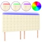 vidaXL Cabecero con luces LED cuero sintético crema 180x5x118/128 cm vidaXL Cabecero con luces LED cuero sintético crema 180x5x118/128 cm