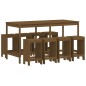 vidaXL Mesa y taburetes altos de jardín 9 pzas madera pino marrón miel vidaXL Mesa y taburetes altos de jardín 9 pzas madera pino marrón miel