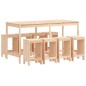 vidaXL Set de mesa y taburetes altos jardín 9 pzas madera maciza pino vidaXL Set de mesa y taburetes altos jardín 9 pzas madera maciza pino