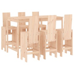 vidaXL Set de mesa y taburetes altos jardín 7 pzas madera maciza pino