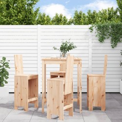 vidaXL Set de mesa y taburetes altos jardín 5 pzas madera maciza pino