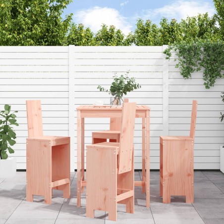 vidaXL Mesa alta y taburetes de jardín 5 piezas madera maciza Douglas