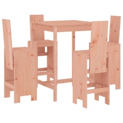 vidaXL Mesa alta y taburetes de jardín 5 piezas madera maciza Douglas