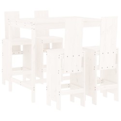 vidaXL Set de mesa y taburetes altos jardín 5 pzas madera pino blanco
