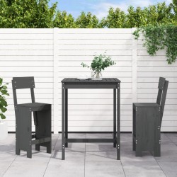 vidaXL Set de mesa y taburetes altos jardín 3 piezas madera pino gris