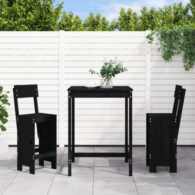 vidaXL Set de mesa y taburetes altos jardín 3 pzas madera pino negro vidaXL Set de mesa y taburetes altos jardín 3 pzas madera pino negro