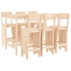 vidaXL Set de mesa y taburetes altos jardín 7 pzas madera maciza pino