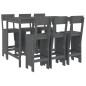 vidaXL Set de mesa y taburetes altos jardín 7 piezas madera pino gris vidaXL Set de mesa y taburetes altos jardín 7 piezas madera pino gris