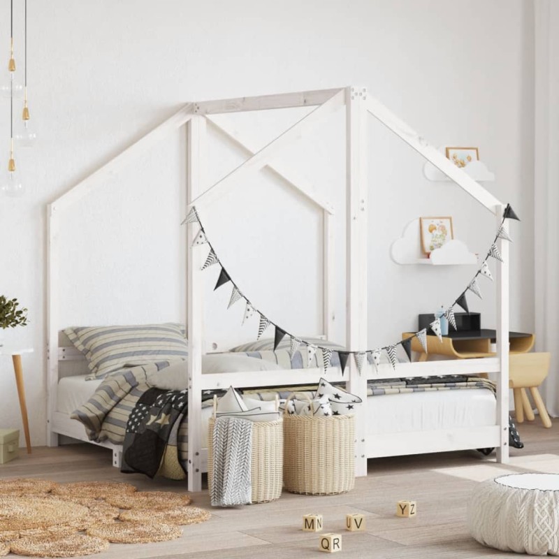 vidaXL Estructura de cama para niños madera de pino blanco 2x(70x140) vidaXL Estructura de cama para niños madera de pino blanco 2x(70x140)