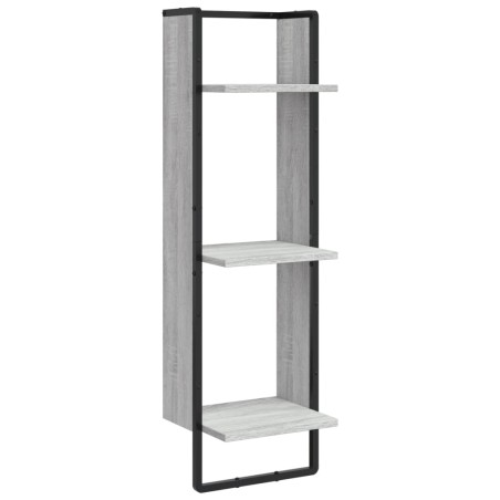 vidaXL Estantería de pared 3 niveles madera gris Sonoma 30x25x100 cm