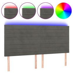vidaXL Cabecero con luces LED terciopelo gris oscuro 160x5x118/128 cm