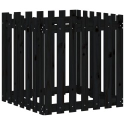 vidaXL Jardinera diseño de valla madera maciza pino negra 70x70x70 cm