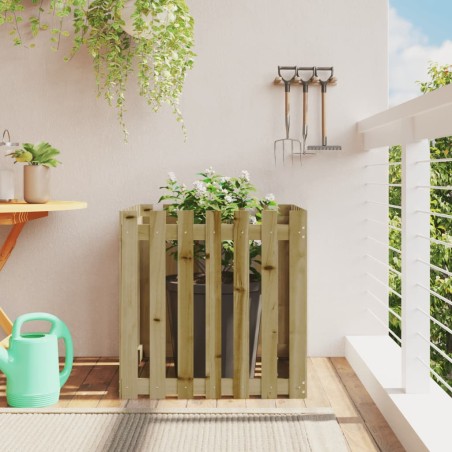 vidaXL Jardinera diseño de valla madera de pino impregnada 70x70x70 cm